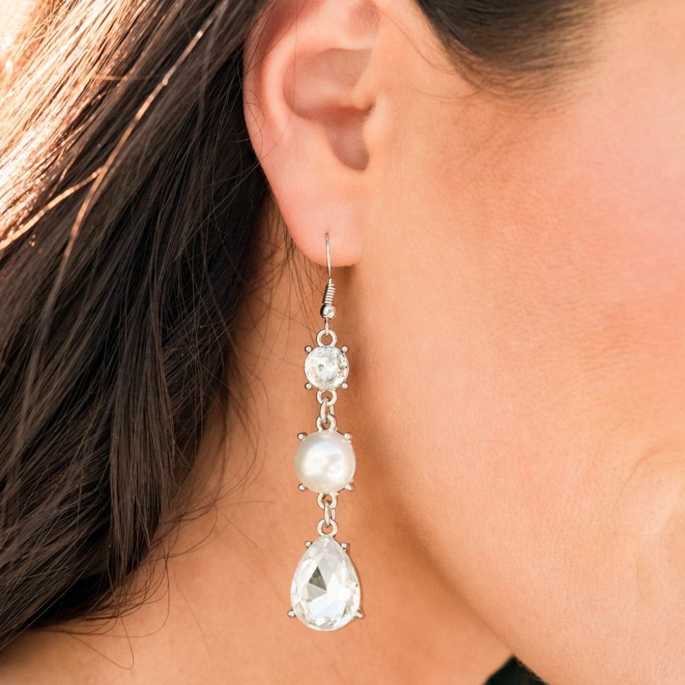 Unpredictable Shimmer White Earrings